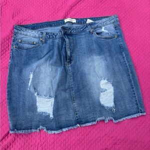 Eloquii Distressed Denim Mini Skirt